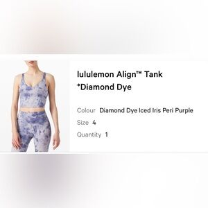 Lululemon diamond dye align tank in peri purple/iced iris
